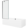 Mexen Cube wanna prostokątna 180 x 80 cm z obudową i parawanem 1-skrzydłowym 70 cm, czarny wzór - 550518080X9507007070