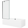 Mexen Cube wanna prostokątna 180 x 80 cm z obudową i parawanem 1-skrzydłowym 80 cm, czarny wzór - 550518080X9508007070