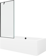 Mexen Cube wanna prostokątna 180 x 80 cm z obudową i parawanem 1-skrzydłowym 80 cm, czarny wzór - 550518080X9508007070