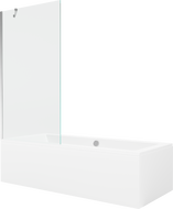 Mexen Cube wanna prostokątna 180 x 80 cm z obudową i parawanem 1-skrzydłowym 90 cm, transparent, chrom - 550518080X9509000001