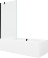 Mexen Cube wanna prostokątna 180 x 80 cm z obudową i parawanem 1-skrzydłowym 90 cm, transparent, czarny - 550518080X9509000070