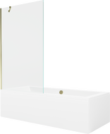 Mexen Cube wanna prostokątna 180 x 80 cm z obudową i parawanem 1-skrzydłowym 100 cm, transparent, złoty - 550518080X9510000050