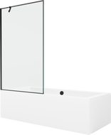 Mexen Cube wanna prostokątna 180 x 80 cm z obudową i parawanem 1-skrzydłowym 100 cm, czarny wzór - 550518080X9510007070