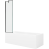 Mexen Cubik wanna prostokątna 150 x 70 cm z obudową i parawanem 1-skrzydłowym 50 cm, czarny wzór - 550315070X9505007070