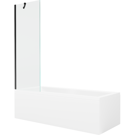 Mexen Cubik wanna prostokątna 150 x 70 cm z obudową i parawanem 1-skrzydłowym 60 cm, transparent, czarny - 550315070X9506000070