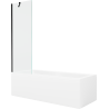 Mexen Cubik wanna prostokątna 150 x 70 cm z obudową i parawanem 1-skrzydłowym 60 cm, transparent, czarny - 550315070X9506000070