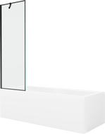 Mexen Cubik wanna prostokątna 150 x 70 cm z obudową i parawanem 1-skrzydłowym 60 cm, czarny wzór - 550315070X9506007070