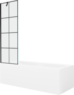 Mexen Cubik wanna prostokątna 150 x 70 cm z obudową i parawanem 1-skrzydłowym 60 cm, czarny wzór - 550315070X9506007077