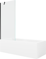 Mexen Cubik wanna prostokątna 150 x 70 cm z obudową i parawanem 1-skrzydłowym 80 cm, transparent, czarny - 550315070X9508000070
