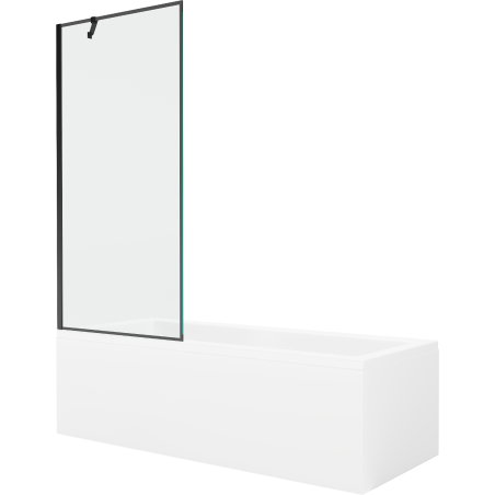 Mexen Cubik wanna prostokątna 150 x 70 cm z obudową i parawanem 1-skrzydłowym 80 cm, czarny wzór - 550315070X9508007070