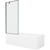 Mexen Cubik wanna prostokątna 150 x 70 cm z obudową i parawanem 1-skrzydłowym 80 cm, czarny wzór - 550315070X9508007070