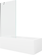 Mexen Cubik wanna prostokątna 150 x 70 cm z obudową i parawanem 1-skrzydłowym 90 cm, transparent, chrom - 550315070X9509000001