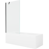 Mexen Cubik wanna prostokątna 150 x 70 cm z obudową i parawanem 1-skrzydłowym 90 cm, transparent, czarny - 550315070X9509000070