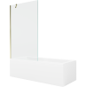 Mexen Cubik wanna prostokątna 150 x 70 cm z obudową i parawanem 1-skrzydłowym 100 cm, transparent, złoty - 550315070X9510000050
