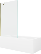 Mexen Cubik wanna prostokątna 150 x 70 cm z obudową i parawanem 1-skrzydłowym 100 cm, transparent, złoty - 550315070X9510000050