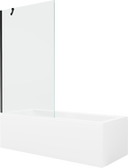 Mexen Cubik wanna prostokątna 150 x 70 cm z obudową i parawanem 1-skrzydłowym 100 cm, transparent, czarny - 550315070X9510000070