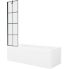 Mexen Cubik wanna prostokątna 160 x 70 cm z obudową i parawanem 1-skrzydłowym 50 cm, czarny wzór - 550316070X9505007077