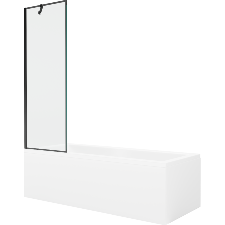 Mexen Cubik wanna prostokątna 160 x 70 cm z obudową i parawanem 1-skrzydłowym 60 cm, czarny wzór - 550316070X9506007070