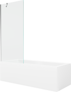 Mexen Cubik wanna prostokątna 160 x 70 cm z obudową i parawanem 1-skrzydłowym 80 cm, transparent, chrom - 550316070X9508000001