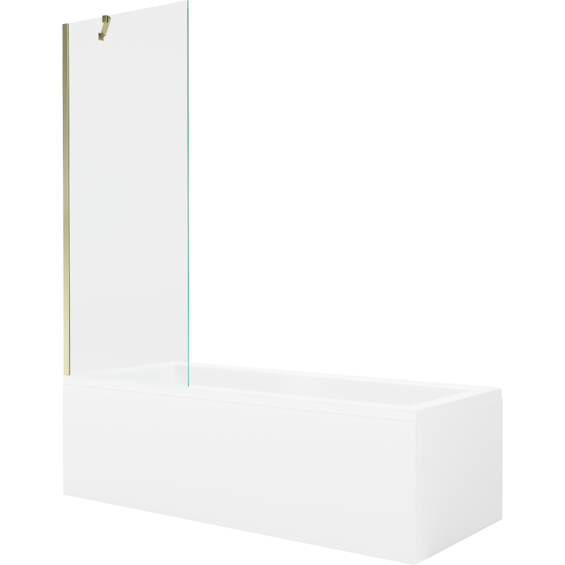 Mexen Cubik wanna prostokątna 160 x 70 cm z obudową i parawanem 1-skrzydłowym 70 cm, transparent, złoty - 550316070X9507000050