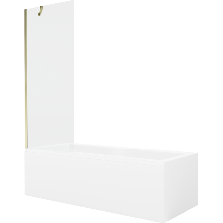 Mexen Cubik wanna prostokątna 160 x 70 cm z obudową i parawanem 1-skrzydłowym 70 cm, transparent, złoty - 550316070X9507000050