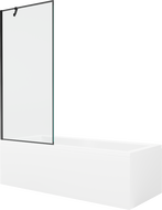 Mexen Cubik wanna prostokątna 160 x 70 cm z obudową i parawanem 1-skrzydłowym 80 cm, czarny wzór - 550316070X9508007070
