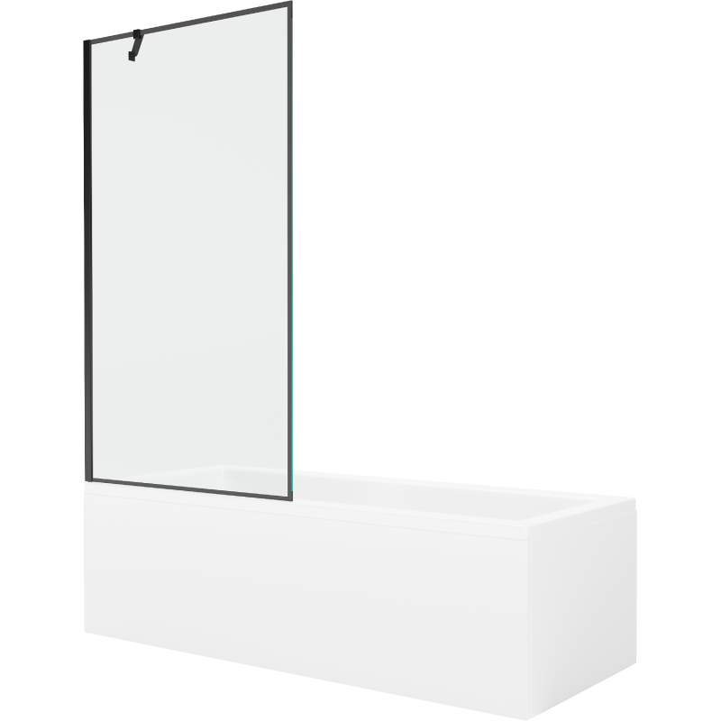 Mexen Cubik wanna prostokątna 160 x 70 cm z obudową i parawanem 1-skrzydłowym 90 cm, czarny wzór - 550316070X9509007070