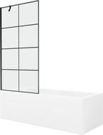Mexen Cubik wanna prostokątna 160 x 70 cm z obudową i parawanem 1-skrzydłowym 90 cm, czarny wzór - 550316070X9509007077
