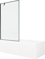 Mexen Cubik wanna prostokątna 160 x 70 cm z obudową i parawanem 1-skrzydłowym 100 cm, czarny wzór - 550316070X9510007070