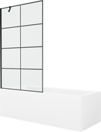Mexen Cubik wanna prostokątna 160 x 70 cm z obudową i parawanem 1-skrzydłowym 100 cm, czarny wzór - 550316070X9510007077