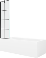 Mexen Cubik wanna prostokątna 170 x 70 cm z obudową i parawanem 1-skrzydłowym 50 cm, czarny wzór - 550317070X9505007077