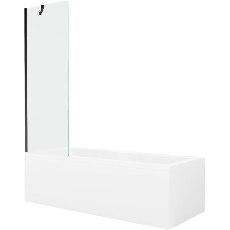 Mexen Cubik wanna prostokątna 170 x 70 cm z obudową i parawanem 1-skrzydłowym 60 cm, transparent, czarny - 550317070X9506000070