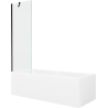 Mexen Cubik wanna prostokątna 170 x 70 cm z obudową i parawanem 1-skrzydłowym 60 cm, transparent, czarny - 550317070X9506000070