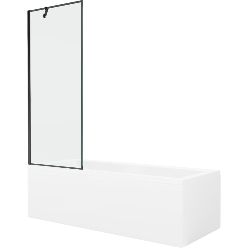 Mexen Cubik wanna prostokątna 170 x 70 cm z obudową i parawanem 1-skrzydłowym 70 cm, czarny wzór - 550317070X9507007070