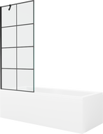 Mexen Cubik wanna prostokątna 170 x 70 cm z obudową i parawanem 1-skrzydłowym 80 cm, czarny wzór - 550317070X9508007077