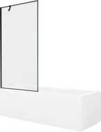 Mexen Cubik wanna prostokątna 170 x 70 cm z obudową i parawanem 1-skrzydłowym 90 cm, czarny wzór - 550317070X9509007070