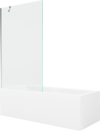 Mexen Cubik wanna prostokątna 170 x 70 cm z obudową i parawanem 1-skrzydłowym 100 cm, transparent, chrom - 550317070X9510000001