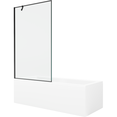 Mexen Cubik wanna prostokątna 170 x 70 cm z obudową i parawanem 1-skrzydłowym 100 cm, czarny wzór - 550317070X9510007070