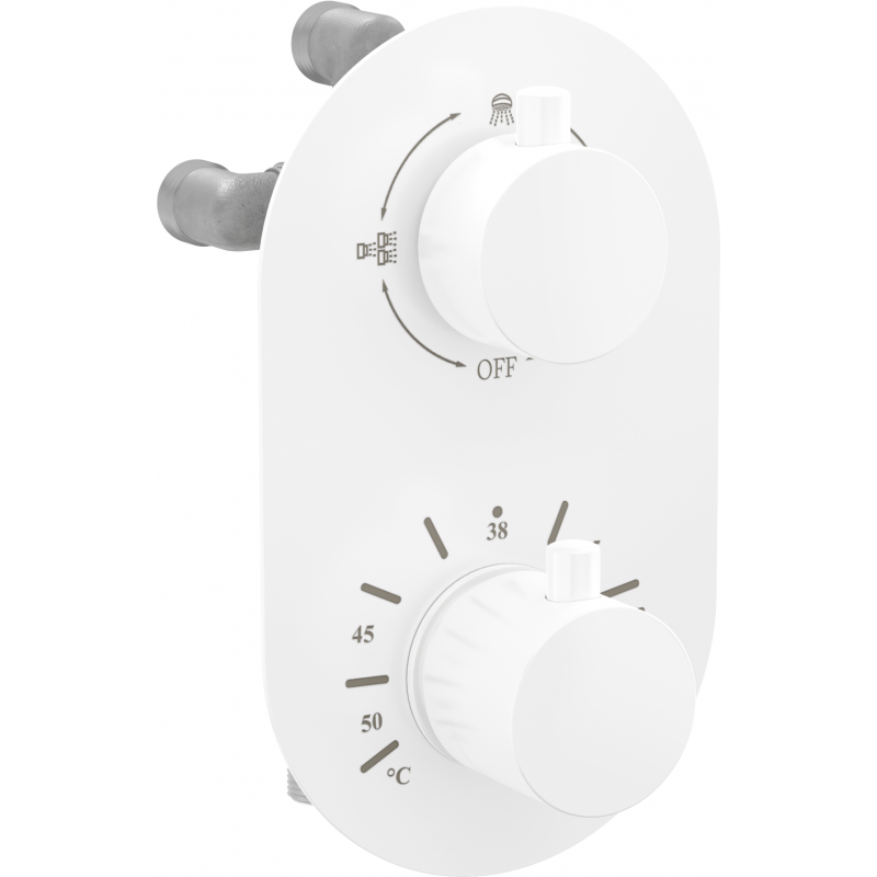 Mexen Kai termostatyczna bateria wannowo-prysznicowa 3-wyjściowa, biała - 77602-20