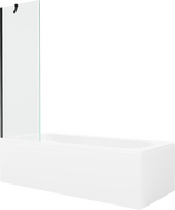Mexen Vega wanna prostokątna 150 x 70 cm z obudową i parawanem 1-skrzydłowym 60 cm, transparent, czarny - 550115070X9506000070