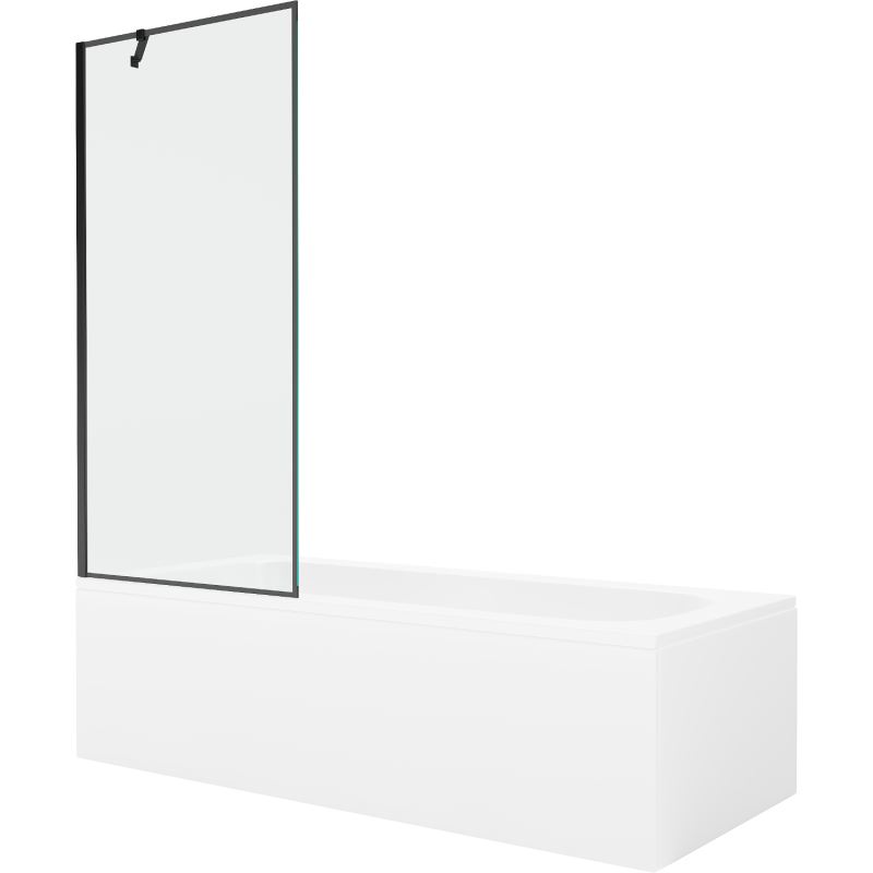 Mexen Vega wanna prostokątna 150 x 70 cm z obudową i parawanem 1-skrzydłowym 80 cm, czarny wzór - 550115070X9508007070