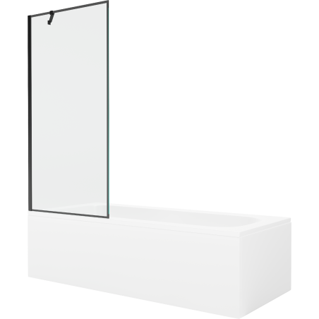 Mexen Vega wanna prostokątna 150 x 70 cm z obudową i parawanem 1-skrzydłowym 80 cm, czarny wzór - 550115070X9508007070