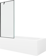Mexen Vega wanna prostokątna 150 x 70 cm z obudową i parawanem 1-skrzydłowym 80 cm, czarny wzór - 550115070X9508007070