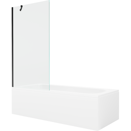 Mexen Vega wanna prostokątna 150 x 70 cm z obudową i parawanem 1-skrzydłowym 90 cm, transparent, czarny - 550115070X9509000070