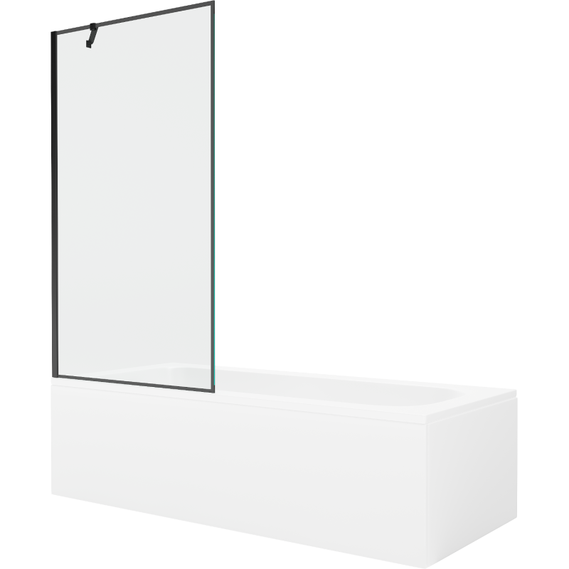 Mexen Vega wanna prostokątna 150 x 70 cm z obudową i parawanem 1-skrzydłowym 90 cm, czarny wzór - 550115070X9509007070