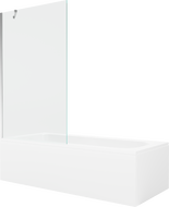 Mexen Vega wanna prostokątna 150 x 70 cm z obudową i parawanem 1-skrzydłowym 100 cm, transparent, chrom - 550115070X9510000001