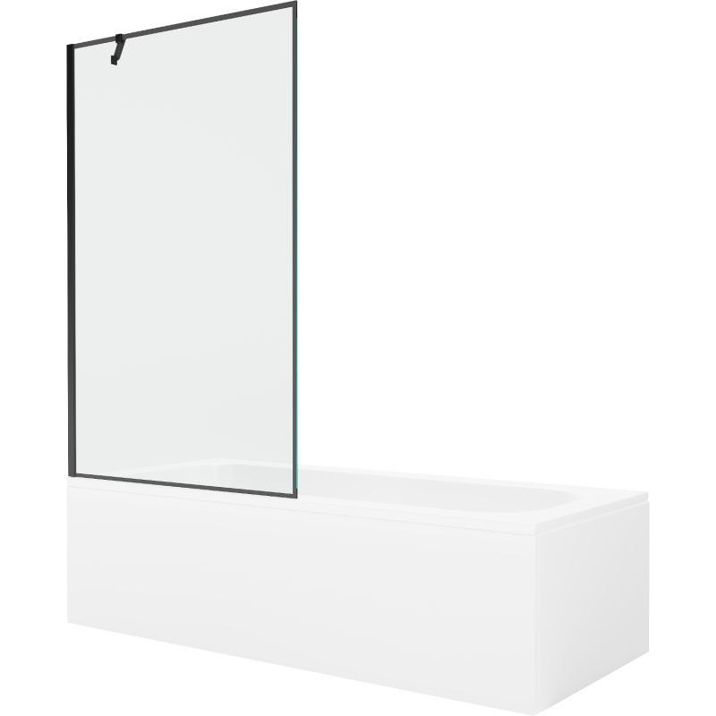 Mexen Vega wanna prostokątna 150 x 70 cm z obudową i parawanem 1-skrzydłowym 100 cm, czarny wzór - 550115070X9510007070
