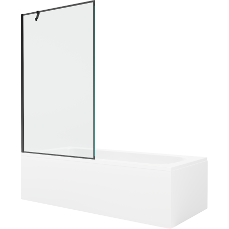 Mexen Vega wanna prostokątna 150 x 70 cm z obudową i parawanem 1-skrzydłowym 100 cm, czarny wzór - 550115070X9510007070