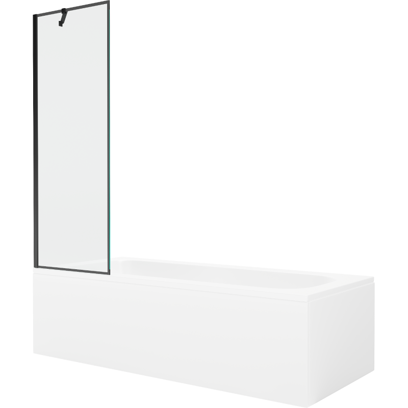 Mexen Vega wanna prostokątna 160 x 70 cm z obudową i parawanem 1-skrzydłowym 60 cm, czarny wzór - 550116070X9506007070