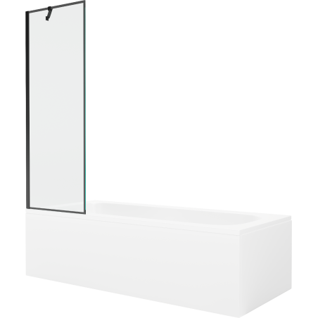 Mexen Vega wanna prostokątna 160 x 70 cm z obudową i parawanem 1-skrzydłowym 60 cm, czarny wzór - 550116070X9506007070
